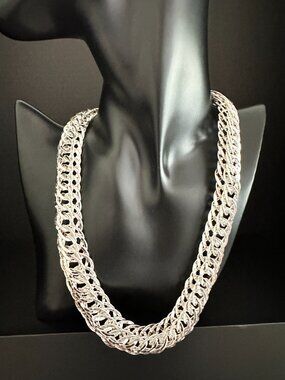 AK Sterling Silver Statement Chain Necklace – 20” – 50g – Bold Multi-Link 925
